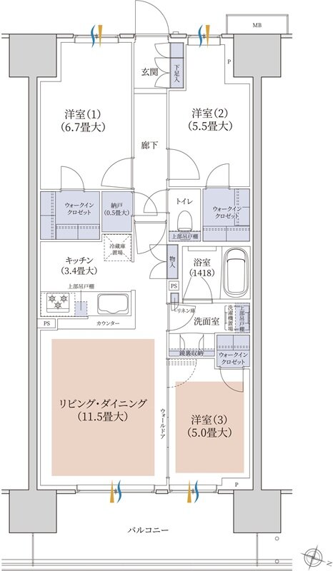 ブランズシティ千葉ニュータウン中央 間取り EETYPE（selectplan1）