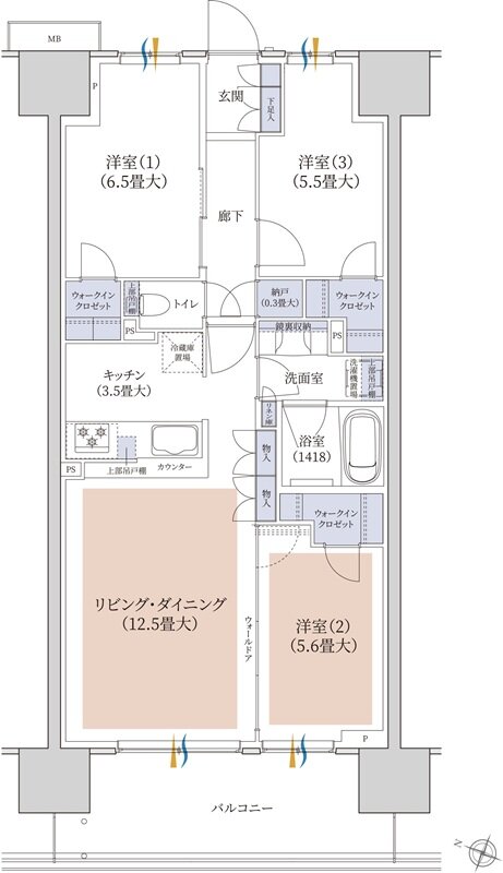 ブランズシティ千葉ニュータウン中央 間取り WC TYPE