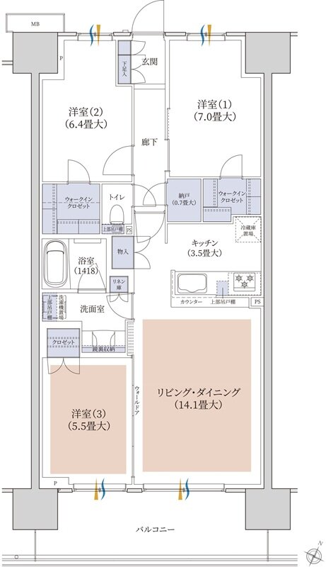 ブランズシティ千葉ニュータウン中央 間取り SBTYPE（selectplan1）