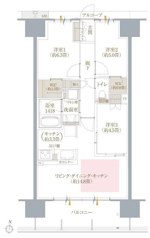 ヴェリテ金剛ルネ クロスサイト 間取り Tタイプ