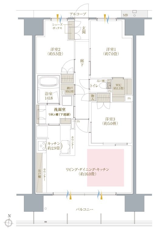 ヴェリテ金剛ルネ クロスサイト 間取り Qタイプ