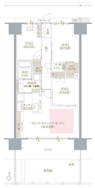 ヴェリテ金剛ルネ クロスサイト 間取り Qgタイプ