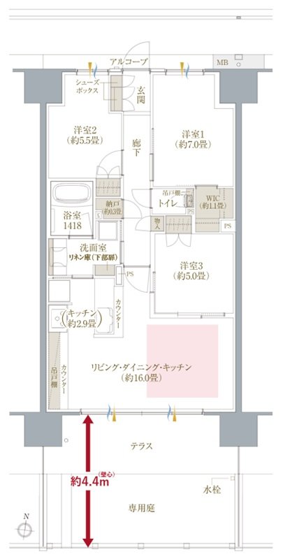 ヴェリテ金剛ルネ クロスサイト 間取り Qgタイプ