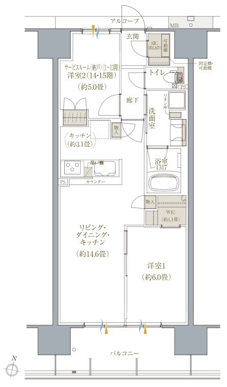 ヴェリテ金剛ルネ クロスサイト 間取り Mタイプ