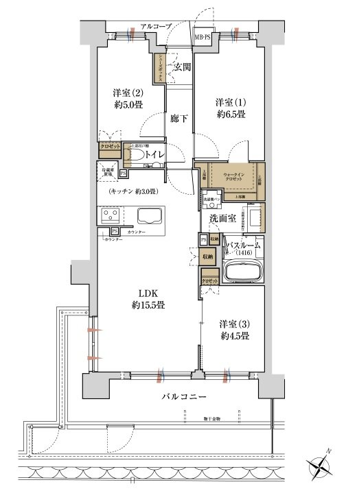 ワコーレ六甲ザ・レジデンス 間取り B1 type