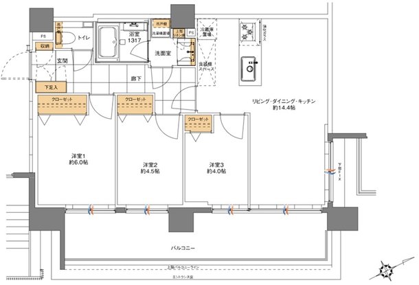 バースシティすずかけ台 間取り D1タイプ