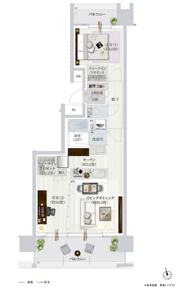 デュオヒルズ弘前駅前 間取り Dタイプ(第1期2次)