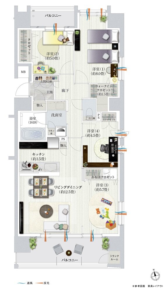 デュオヒルズ弘前駅前 間取り Eタイプ(第1期2次)