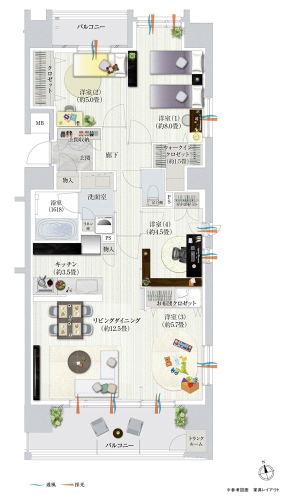デュオヒルズ弘前駅前 間取り Eタイプ