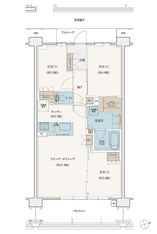 シエリア植田 間取り F type