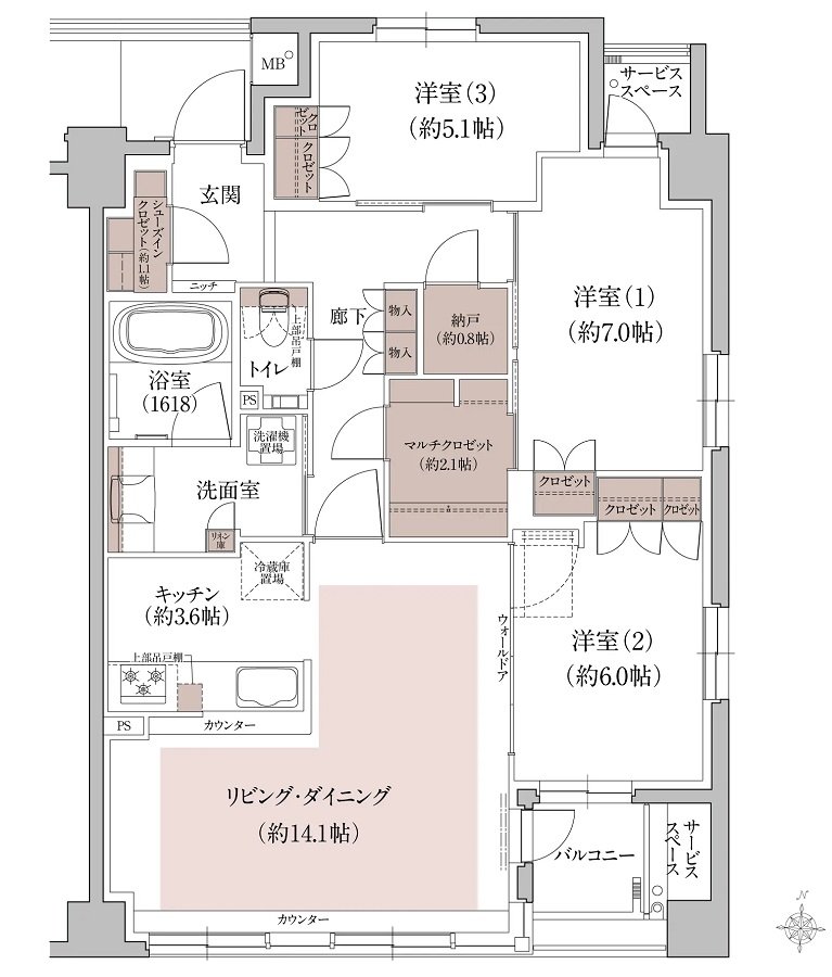 ウエリス岩崎町 THE CLASS 間取り I type
