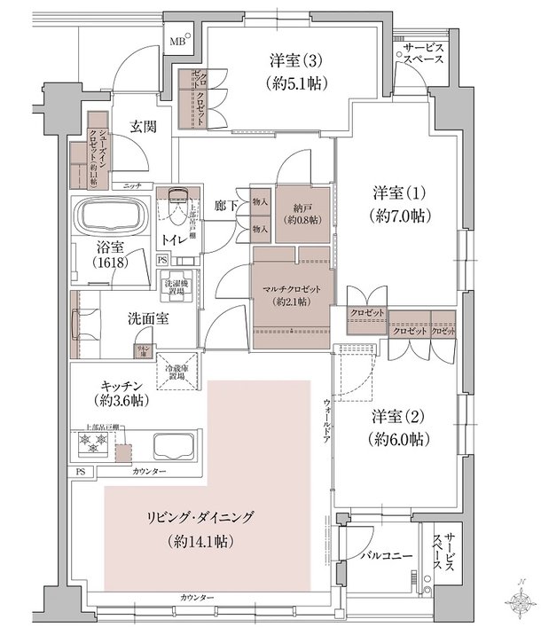 ウエリス岩崎町 THE CLASS 間取り I type［先着順］