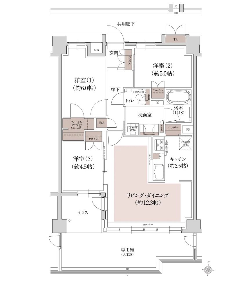 ウエリス岩崎町 THE CLASS 間取り Fg type