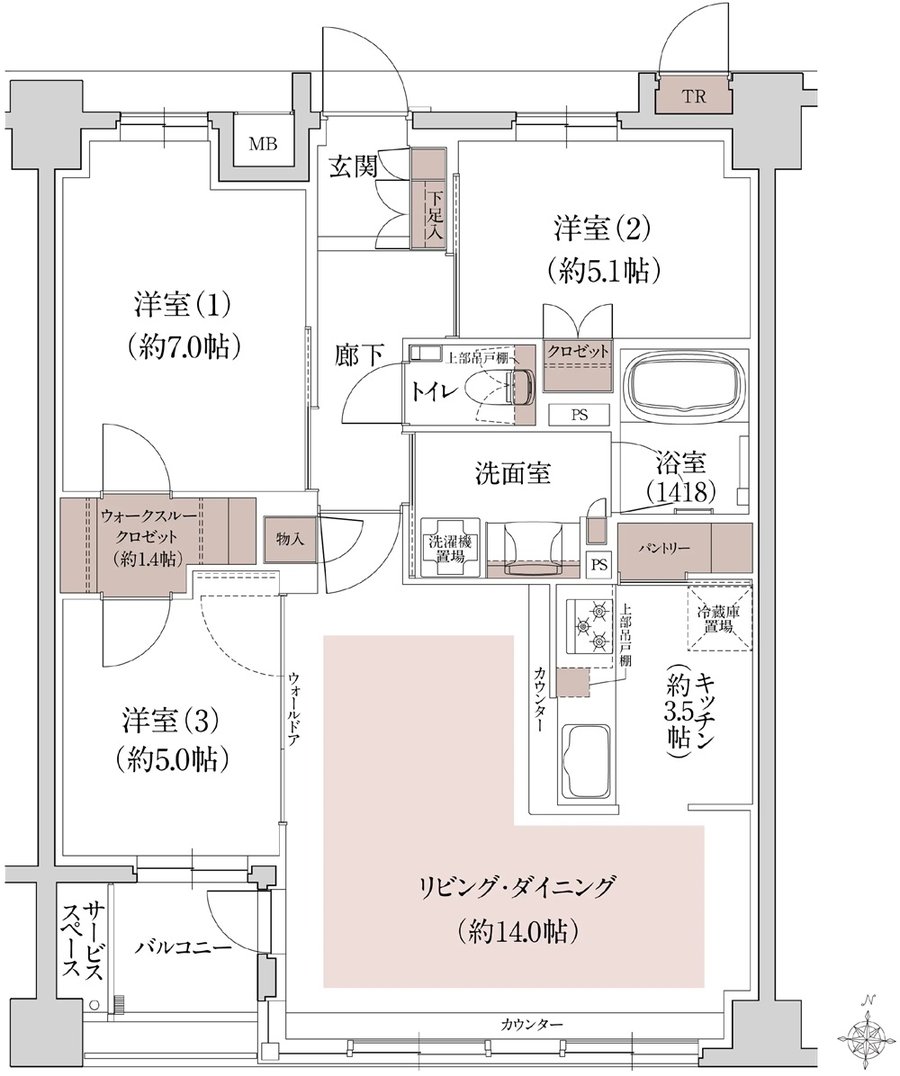 ウエリス岩崎町 THE CLASS 間取り H type［先着順］