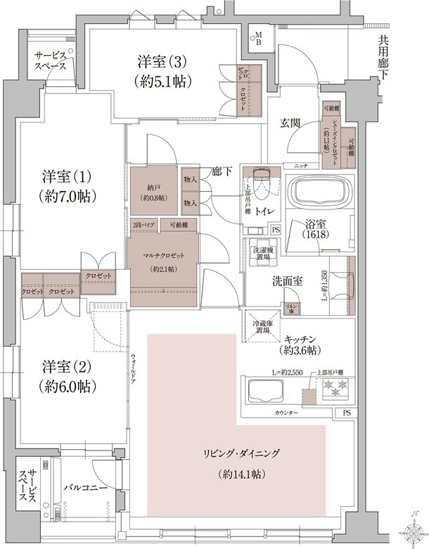 ウエリス岩崎町 THE CLASS 間取り A type