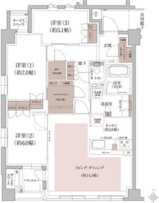 ウエリス岩崎町 THE CLASS 間取り A type