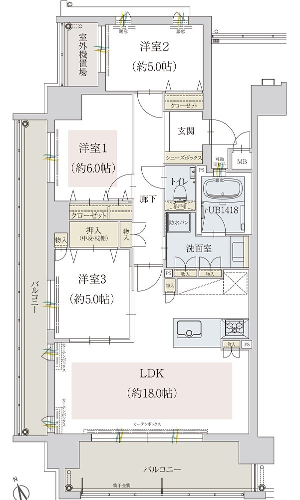 オーヴィジョン朝倉街道駅前 間取り A type