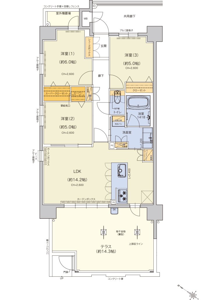 クラブスタイル 和白駅前シーサイド 間取り Atタイプ
