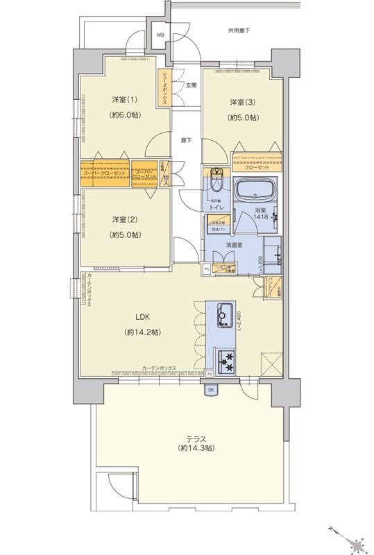 クラブスタイル 和白駅前シーサイド 間取り Atタイプ