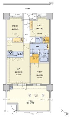 クラブスタイル 和白駅前シーサイド 間取り Btタイプ