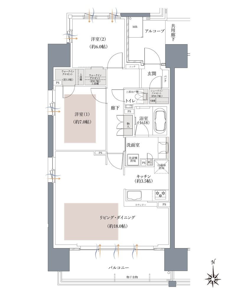 ウエリスタワー和歌山城北 間取り A type［セレクトプラン2］