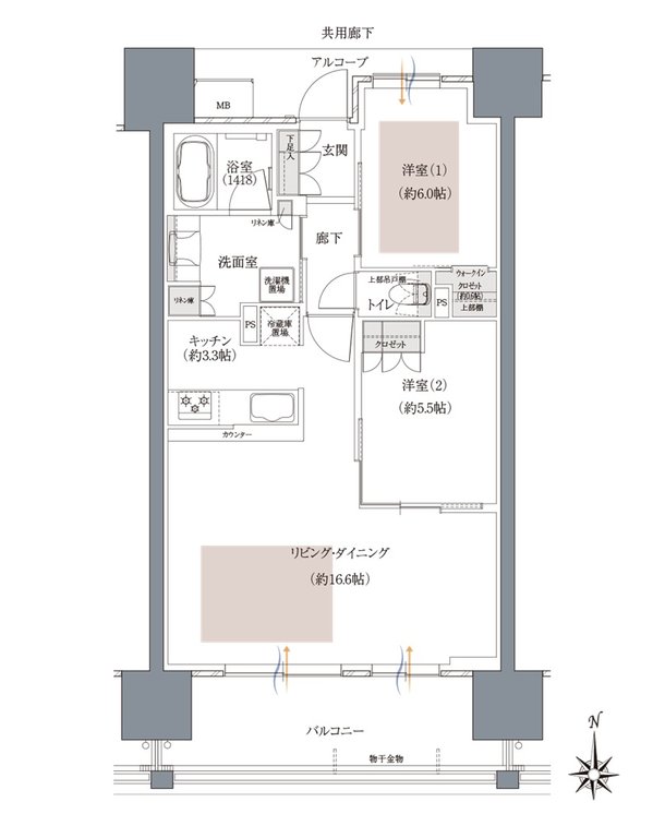 ウエリスタワー和歌山城北 間取り D type［セレクトプラン2］