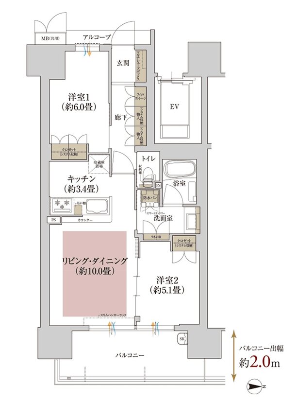 ローレルコートあびこBAUS 間取り E type