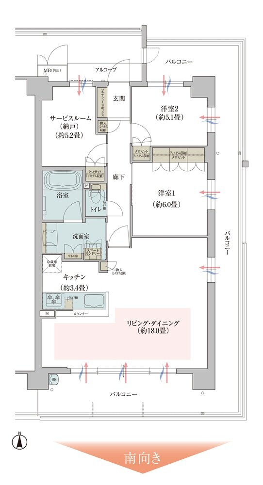 ガーデンシティ新金岡 間取り SW（メニュー）タイプ