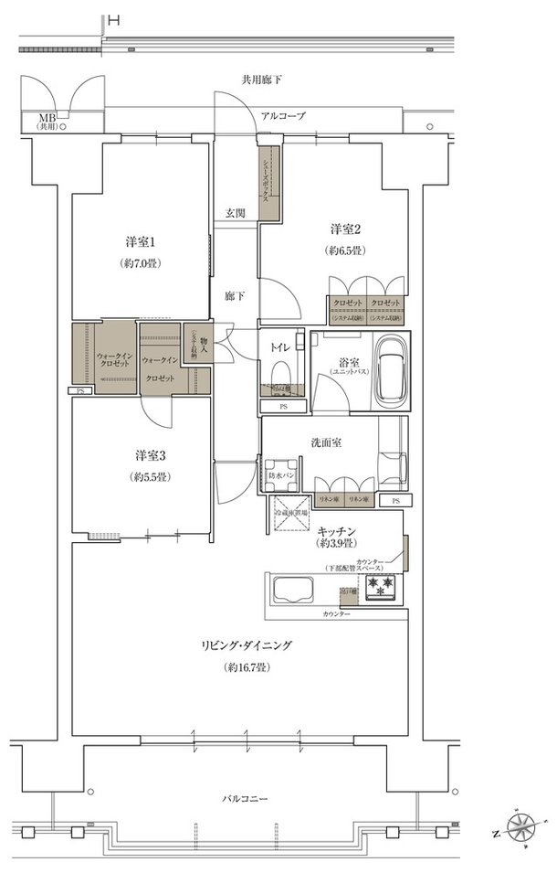 ローレルコート姫路大手前通り 間取り B type