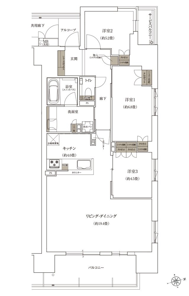 ローレルコート姫路大手前通り 間取り P type ［ MENU1 ］