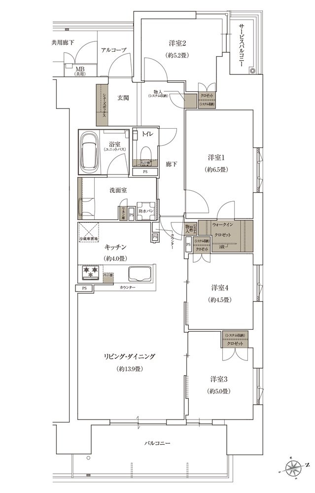ローレルコート姫路大手前通り 間取り P type