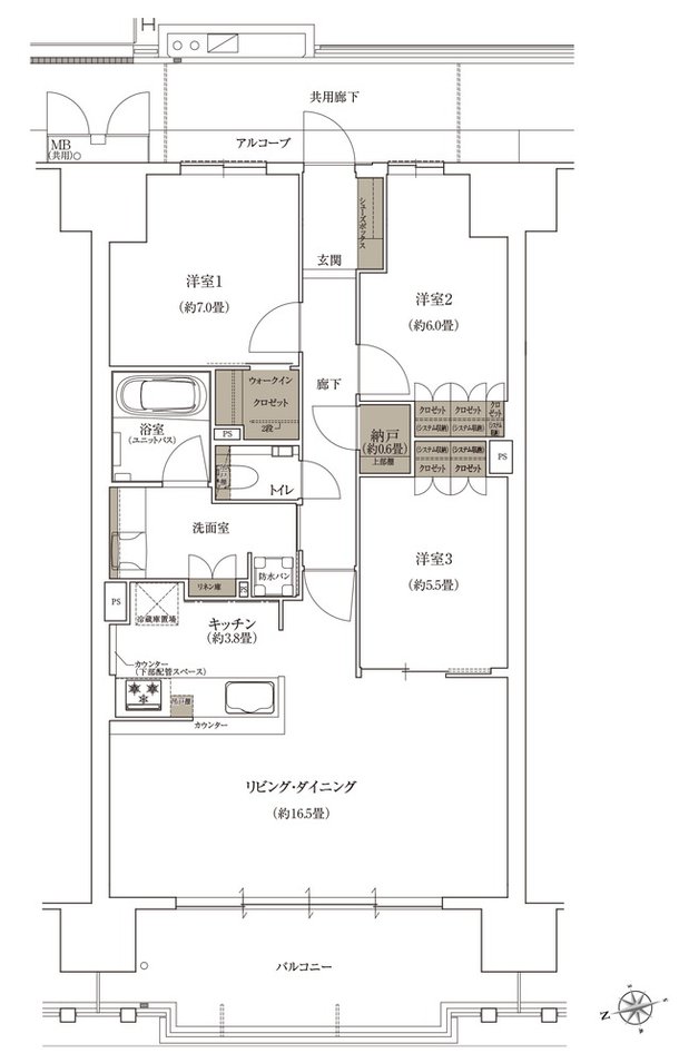 ローレルコート姫路大手前通り 間取り E type