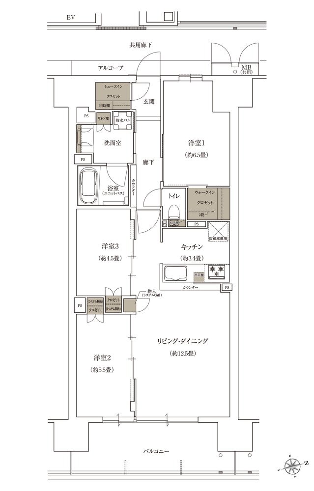 ローレルコート姫路大手前通り 間取り L type