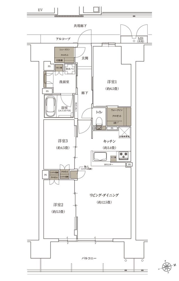 ローレルコート姫路大手前通り 間取り L type