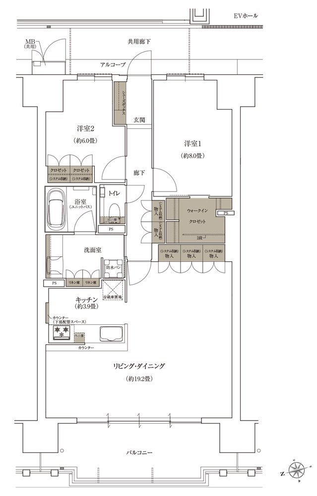 ローレルコート姫路大手前通り 間取り C type ［ MENU1 ］