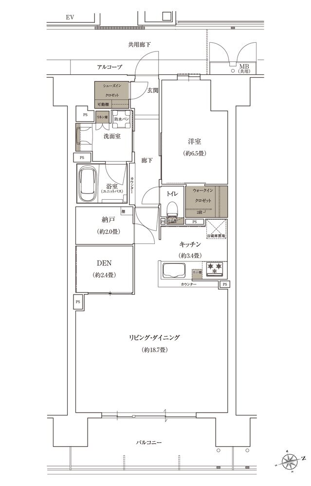 ローレルコート姫路大手前通り 間取り L type ［ MENU3 ］