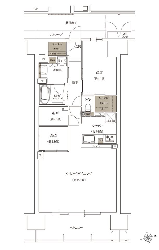 ローレルコート姫路大手前通り 間取り L type ［ MENU3 ］