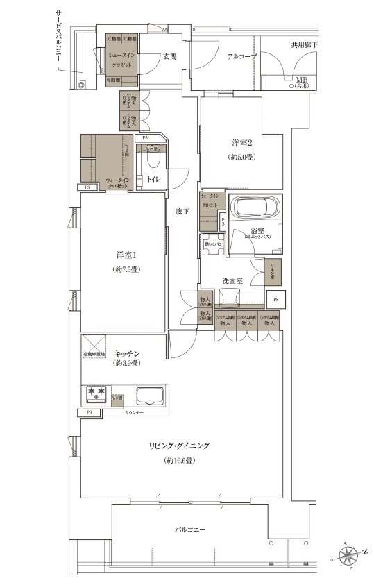 ローレルコート姫路大手前通り 間取り H type ［ MENU1 ］