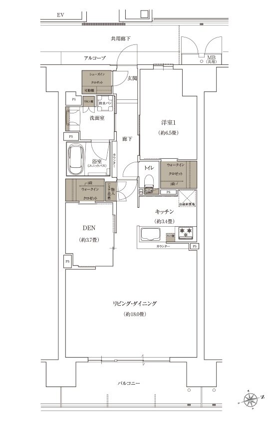 ローレルコート姫路大手前通り 間取り L type ［ MENU1 ］