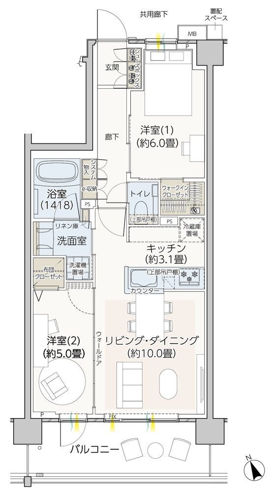 エクセレントシティ市川妙典ザ・マークス 間取り E type