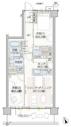 エクセレントシティ市川妙典ザ・マークス 間取り E type