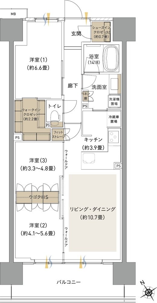 ブランシエラ海老名 間取り J1 type