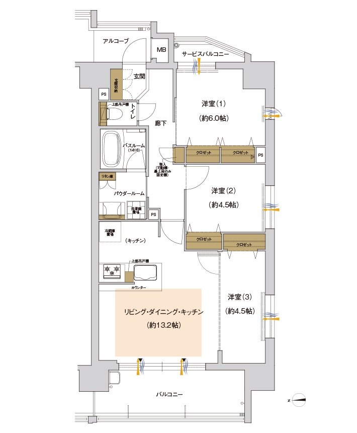 プレサンス ロジェ 庄内通II 間取り Dタイプ