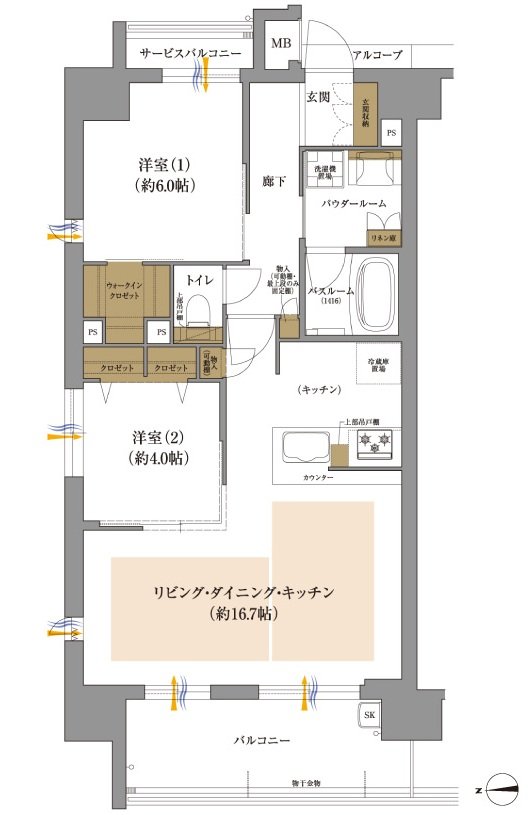 プレサンス ロジェ 庄内通駅前 間取り Eタイプ