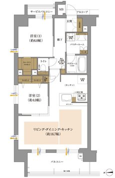 プレサンス ロジェ 庄内通駅前 間取り Eタイプ