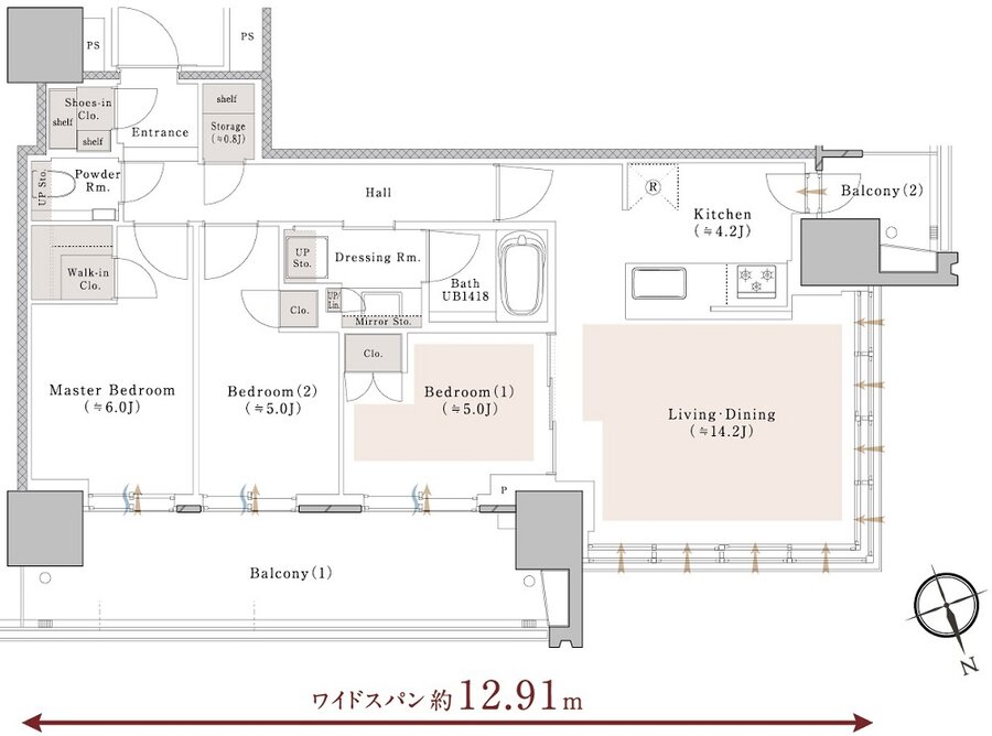 プラウドタワー池袋 間取り WA type