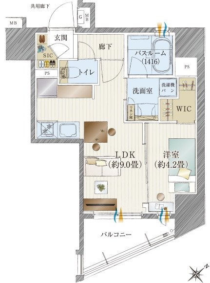 オープンレジデンシア春日原est 間取り Cタイプ