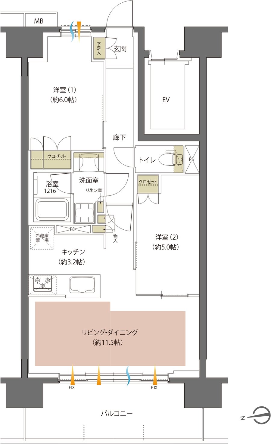 レーベン盛岡紺屋町 間取り B type