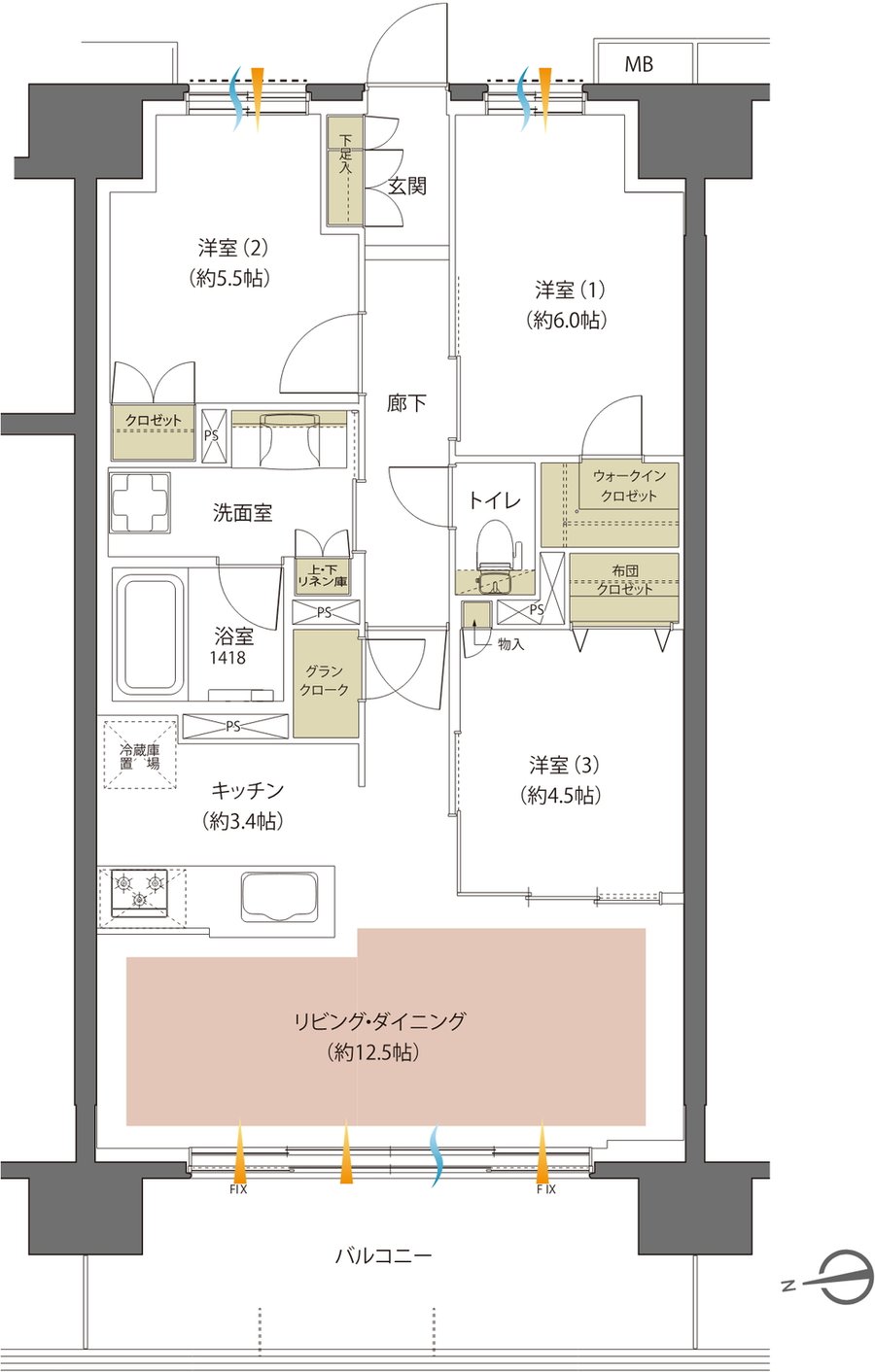 レーベン盛岡紺屋町 間取り C type