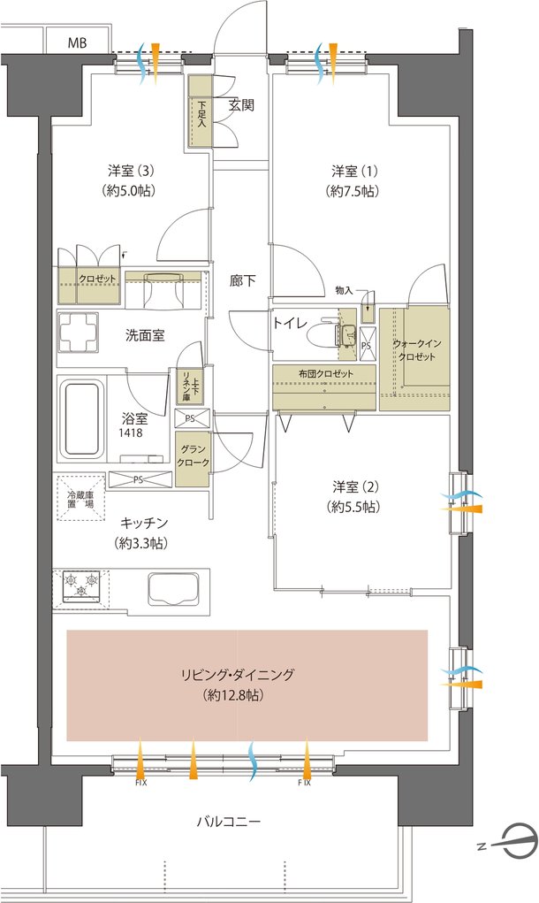 レーベン盛岡紺屋町 間取り D type